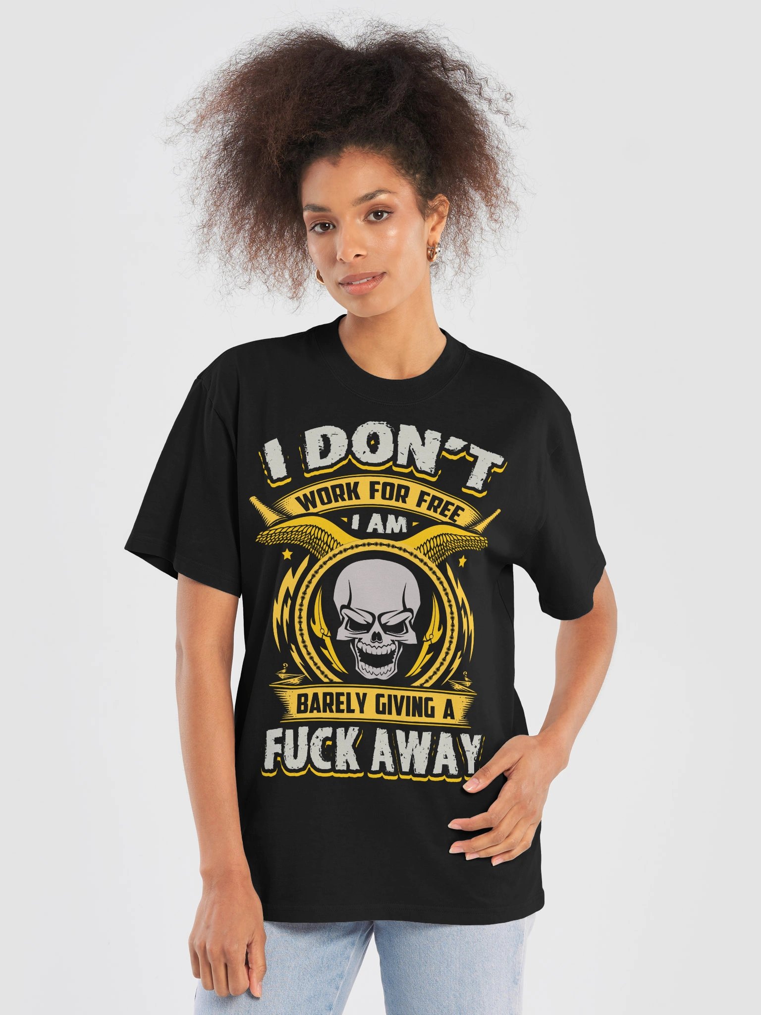 I DON'T WORK FOR FREE — Skull Oversized Tee product image (1)