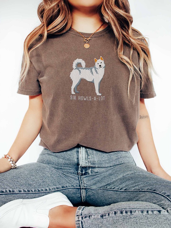 Sir Howls-A-Lot T-Shirt(Embroidered) of a Siberian Husky(White) product image (2)