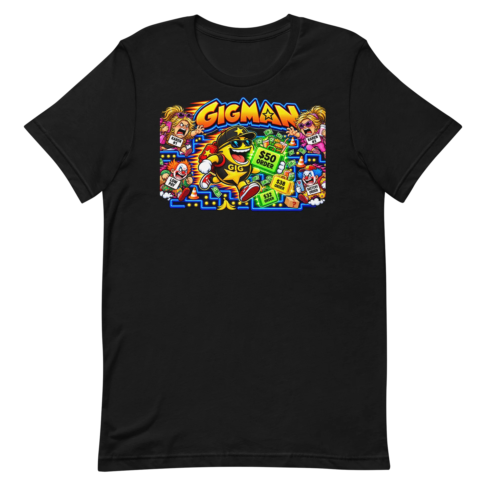 GigMan – Eat the Good Orders, Dodge the Bad! Arcade Gig Worker T-Shirt product image (2)
