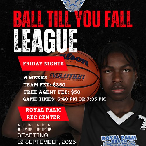 BALL TILL YOU FALL!
This fall get some games in on Fridays nights only! Register online at www.RoyalPalmBeachStars.org