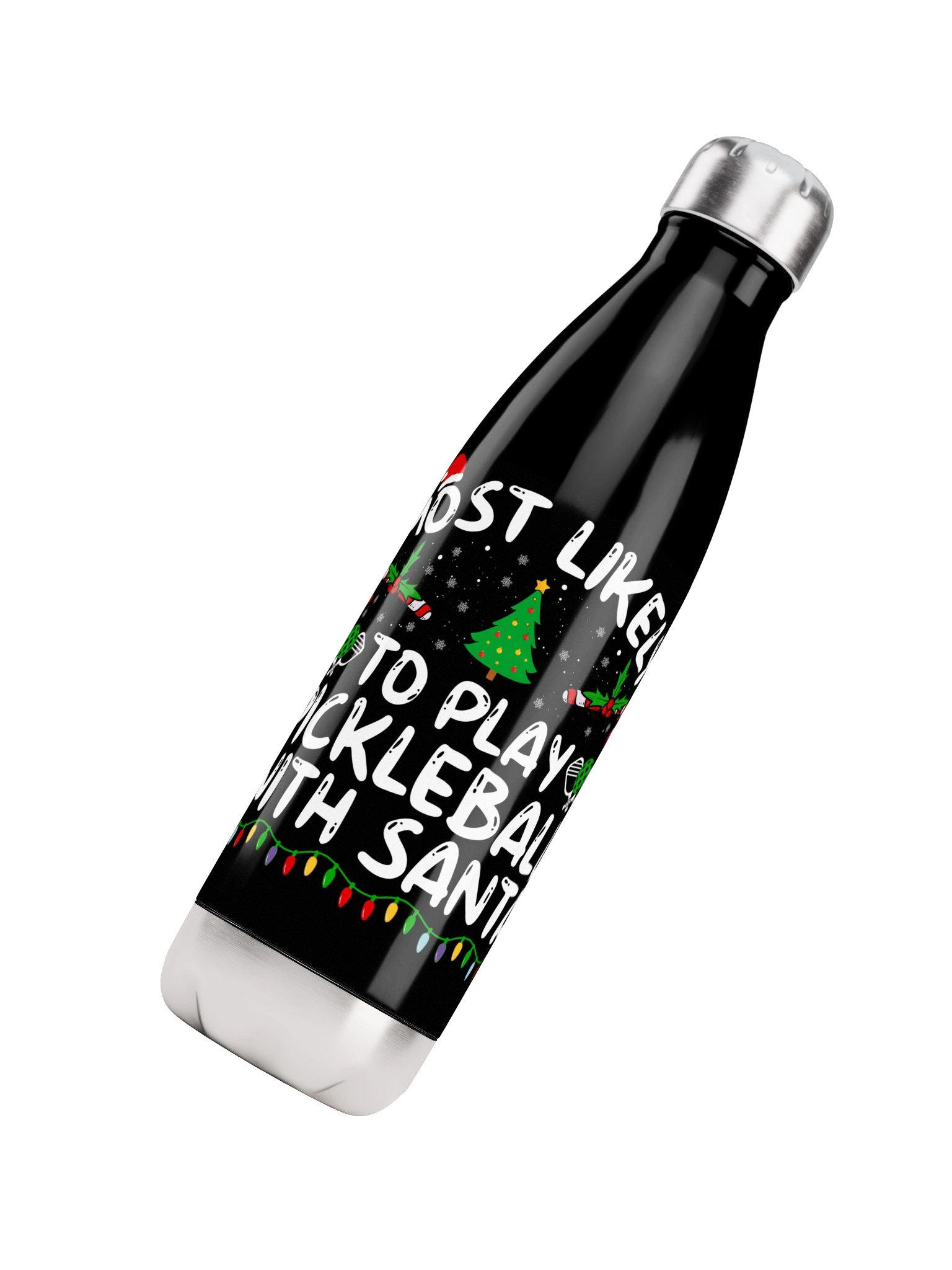 Most Likely To Play Pickleball With Santa Water Bottle – Christmas Pickleball Water Bottle product image (4)