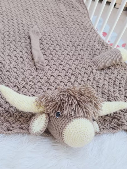 Highland Cow Crochet Baby Blanket Pattern - Scottish Afghan PDF - Crafting Happiness product image (3)