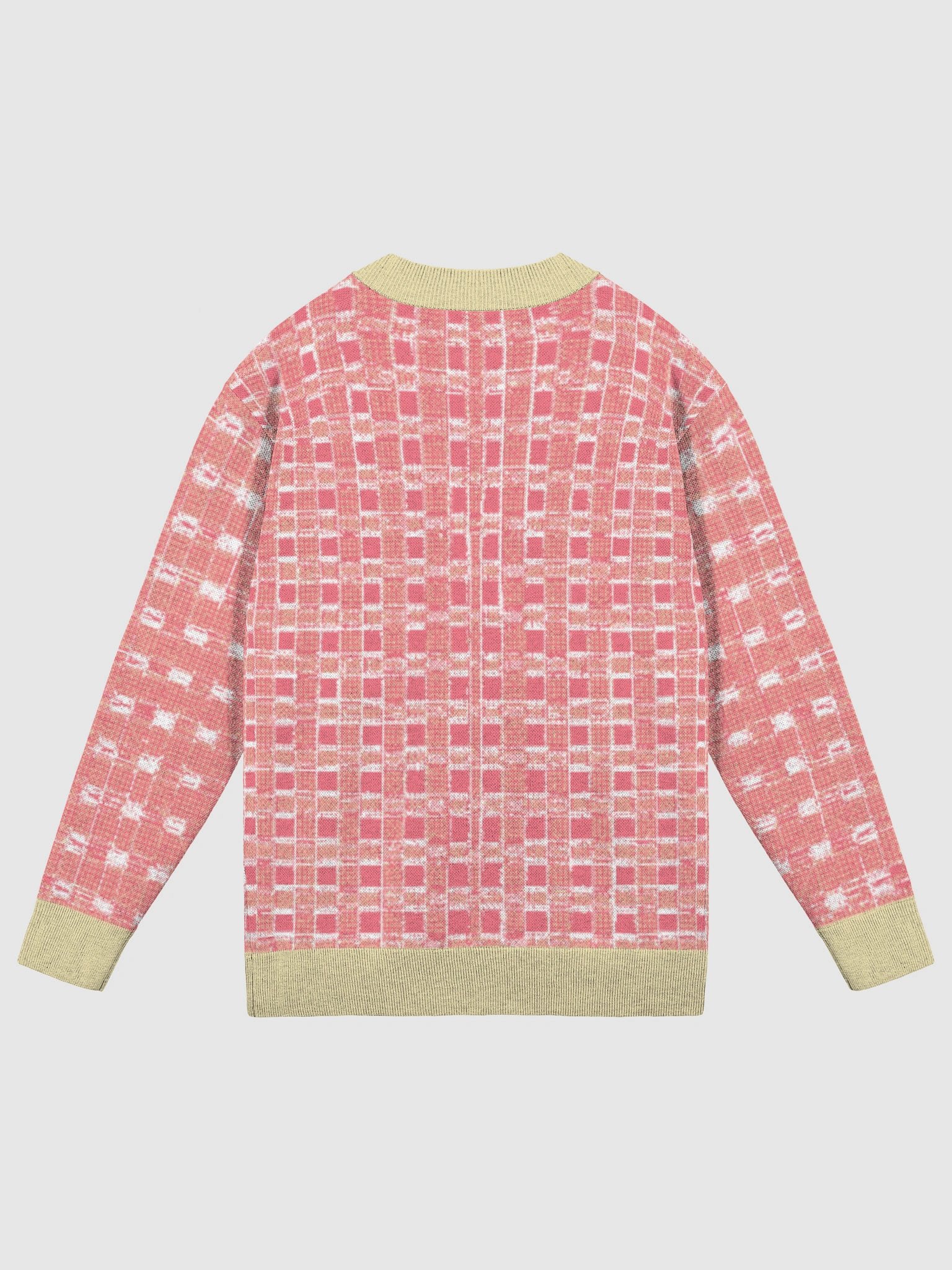 PIXEL GRID | KNIT CARDIGAN - PASTEL CORAL & CREAM product image (2)