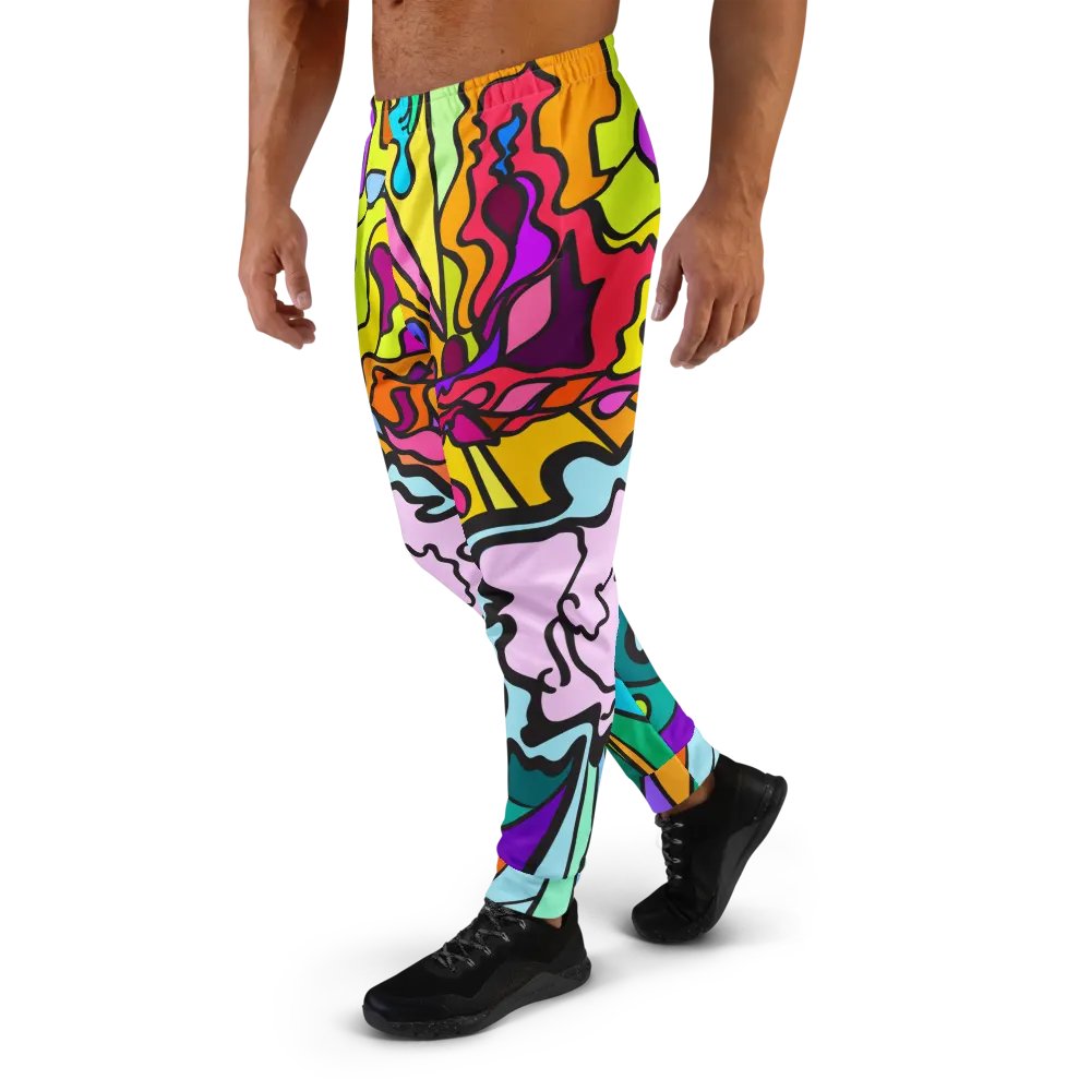 Vibrant Abstract Men's Joggers - Wave at Sunset product image (1)