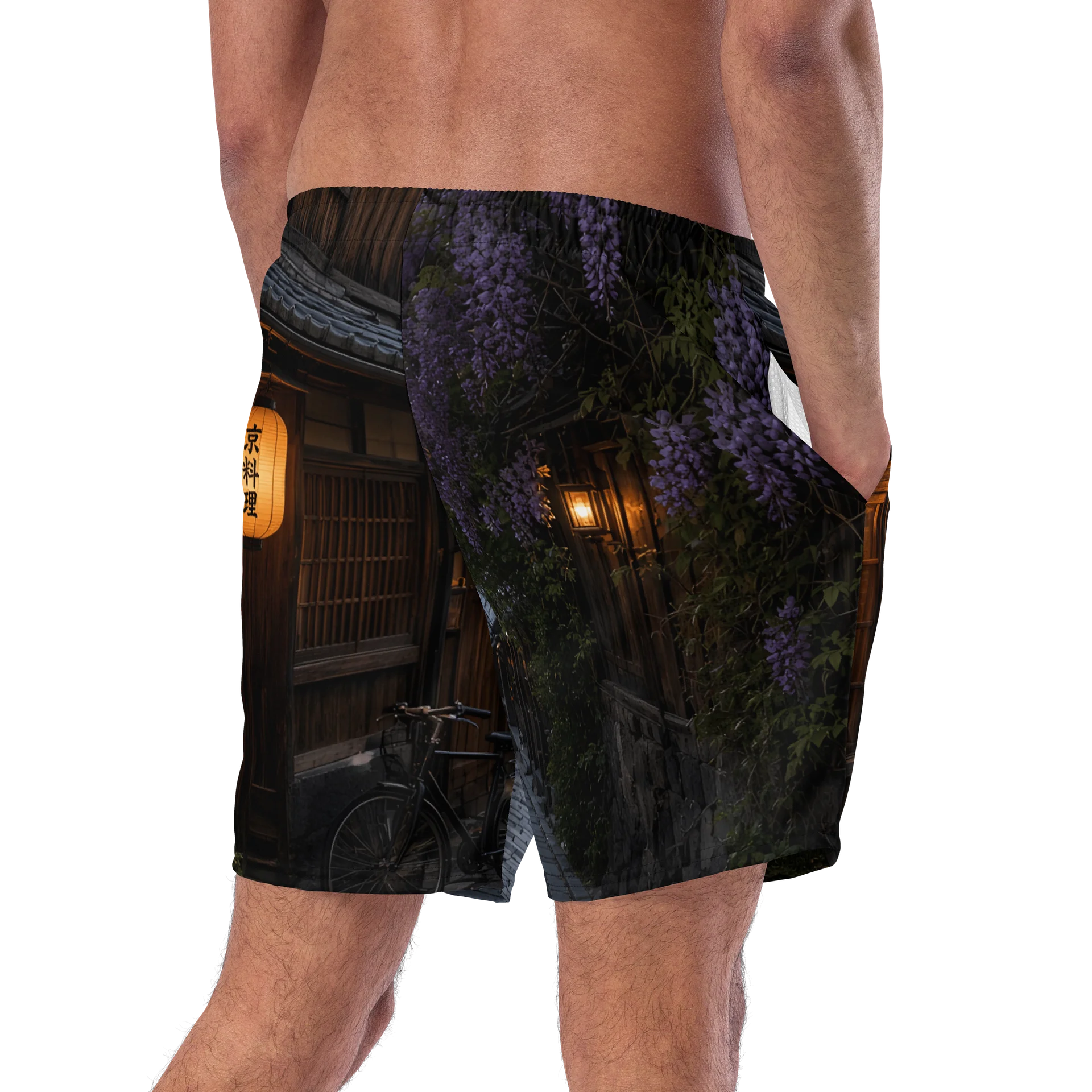 Traditional Japanese Street Wisteria Evening Swim Trunks product image (9)