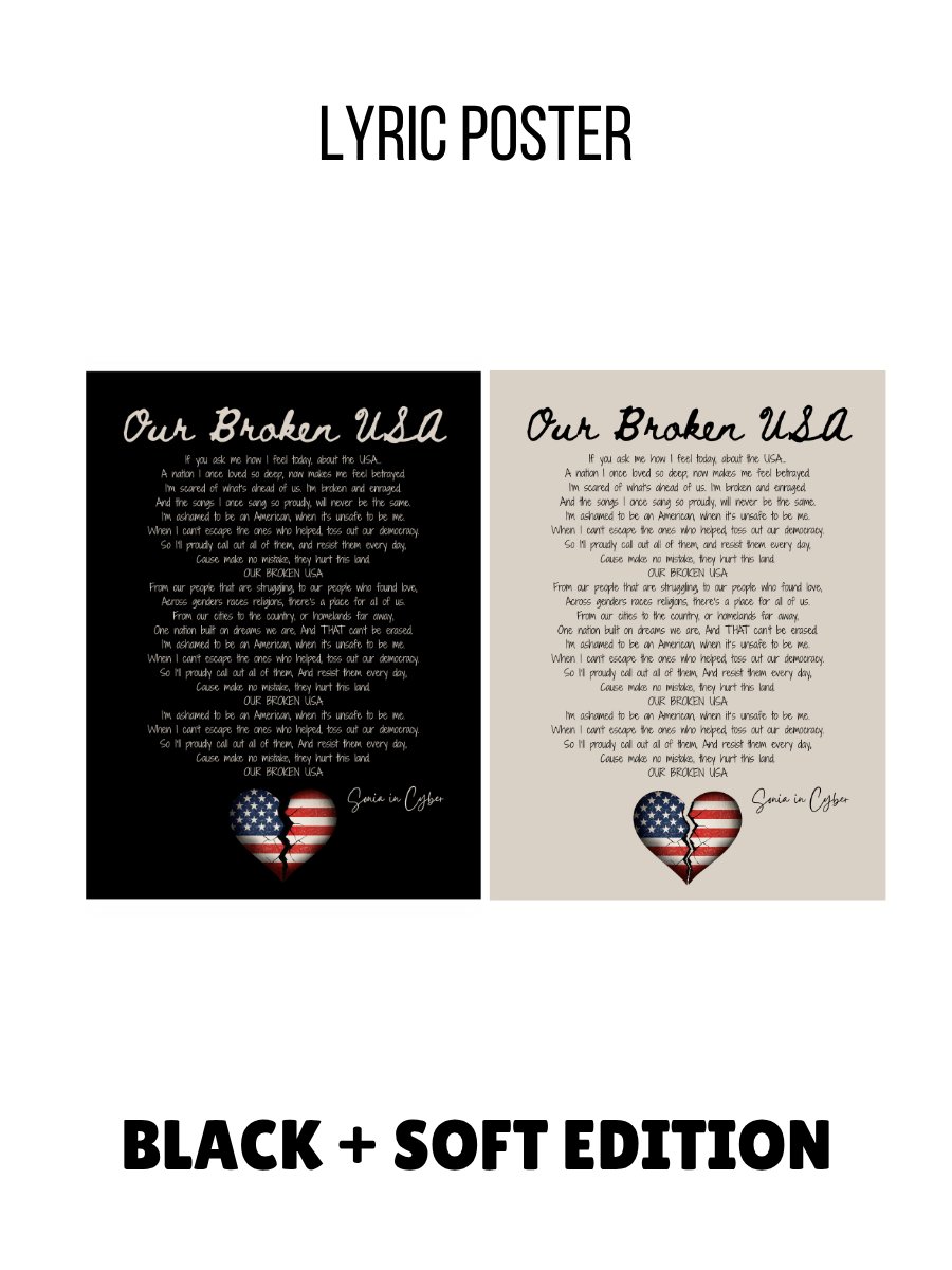 Our Broken USA Lyric Poster – Black + Soft Editions (Digital Download) product image (1)