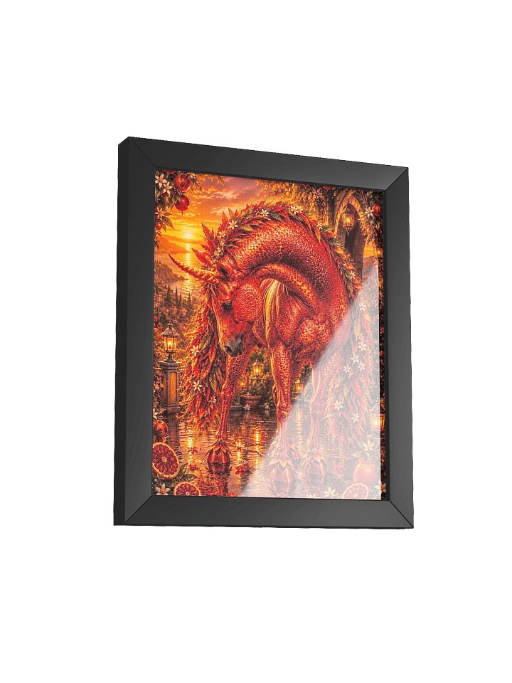 Blood Orange Unicorn Black Framed Poster product image (34)