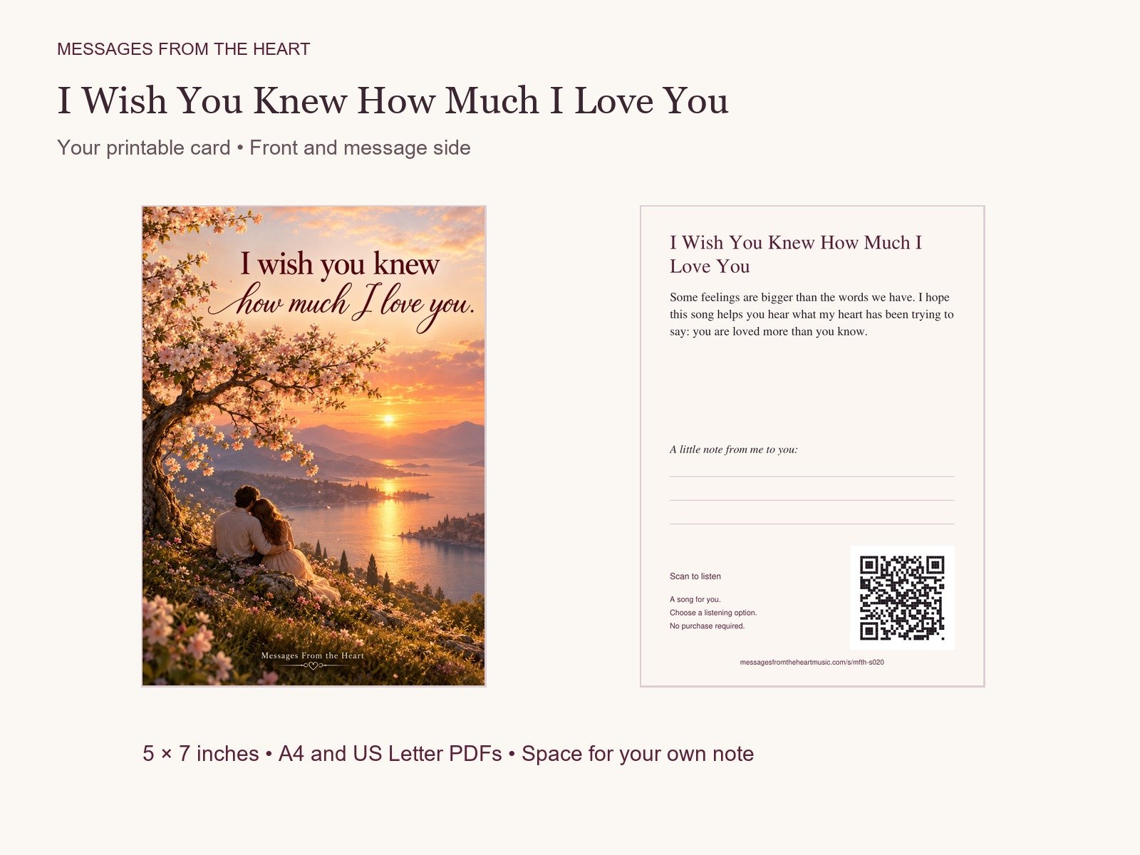 I Wish You Knew How Much I Love You — Printable Song Gift product image (2)