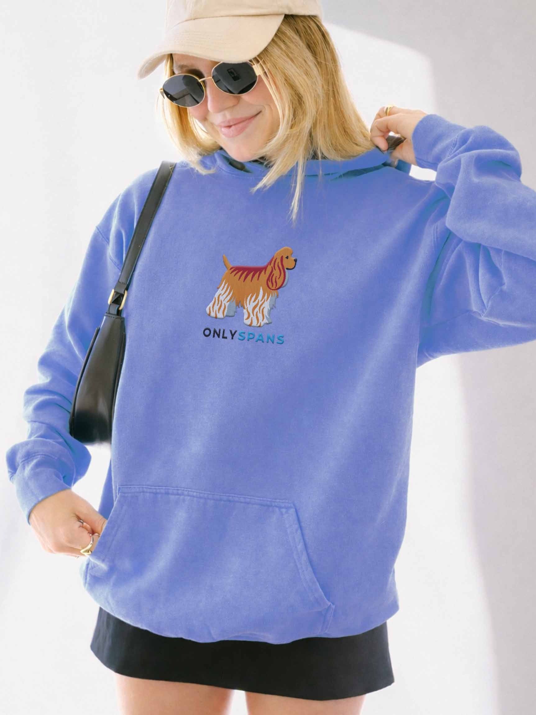 Only Spans Premium Hoodie (Embroidered) of an American Cocker Spaniel(Fawn) product image (2)