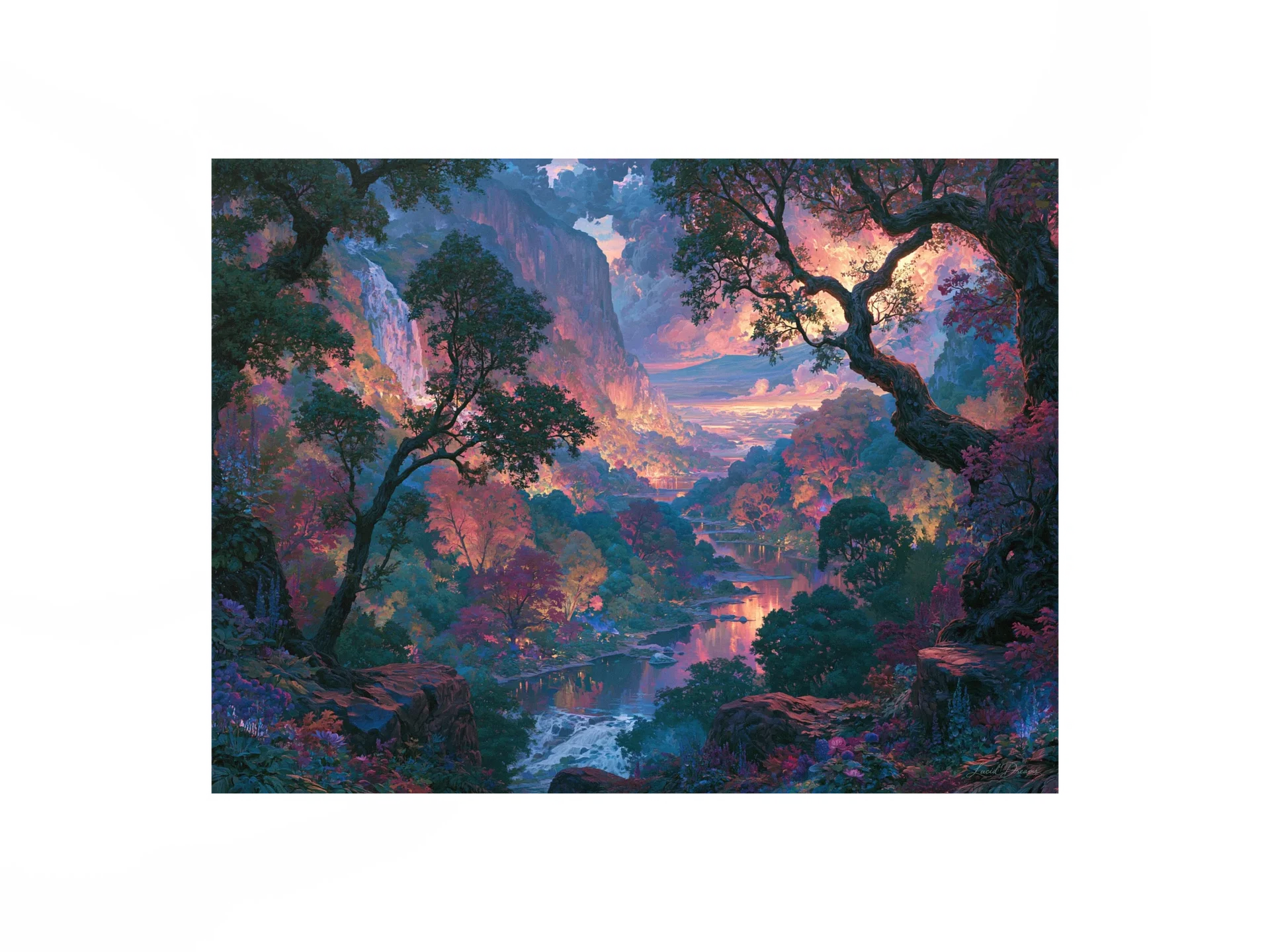Twilight Forest Art Print — Twilight Valley of Trees product image (1)