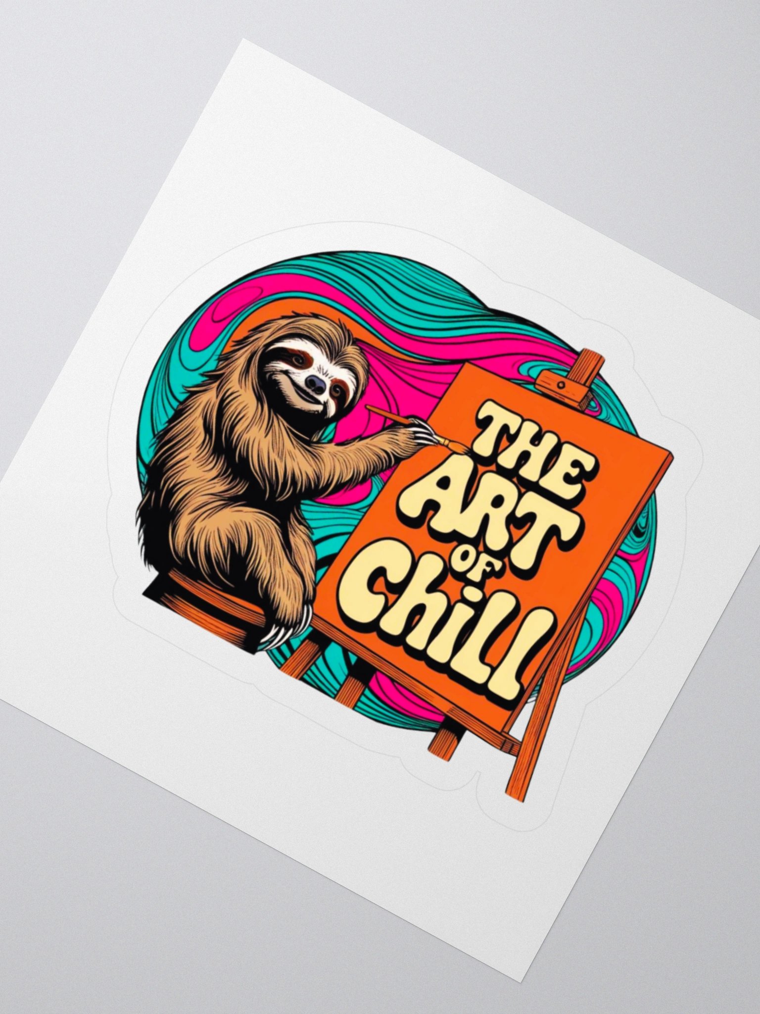 Chill sloth painter Kiss Cut Stickers product image (4)