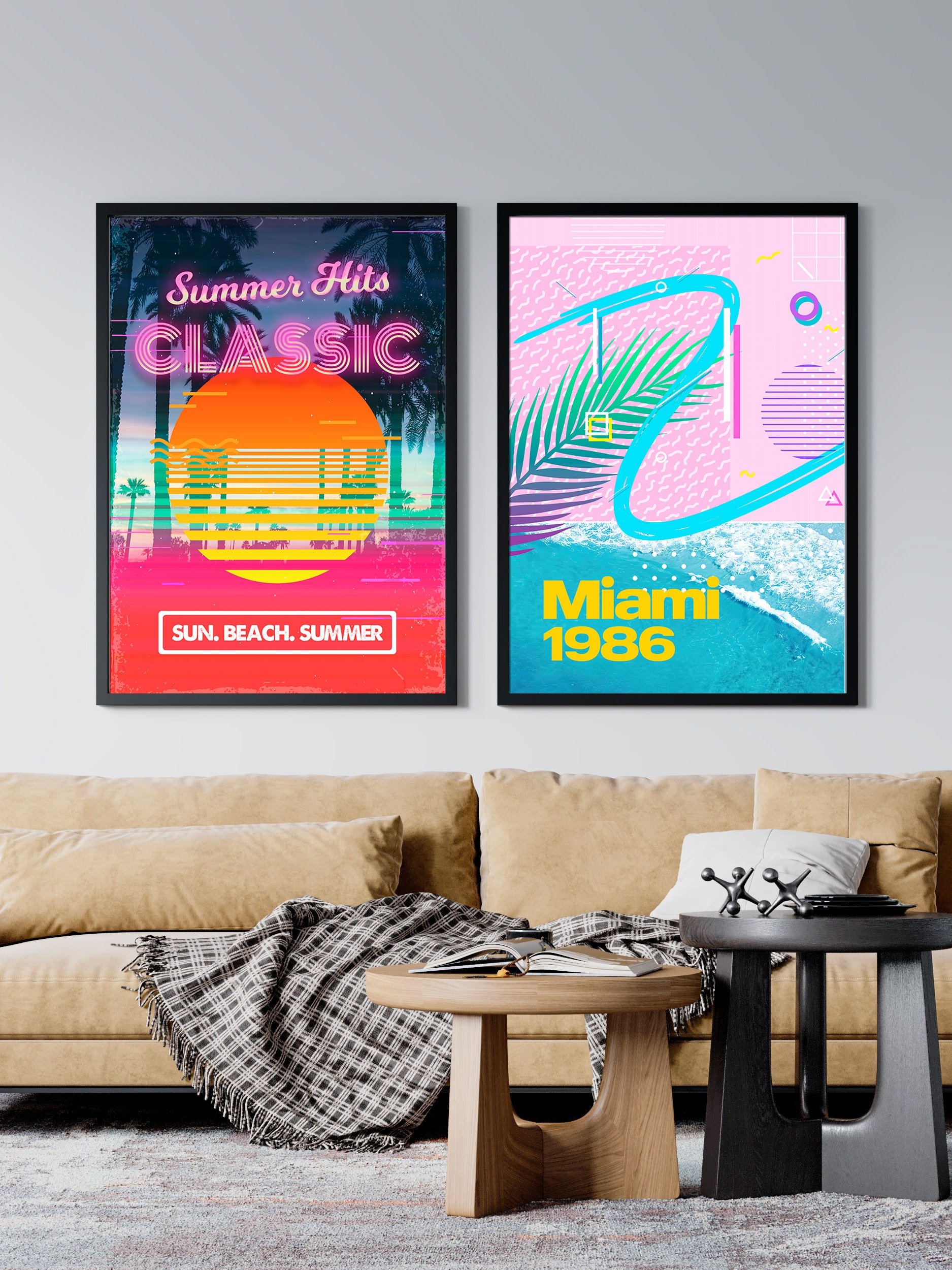Retrowave poster: Miami 1986 [retrowave/vaporwave/synthwave] — aesthetic poster, retrowave art print, neon poster, 80s poster product image (2)