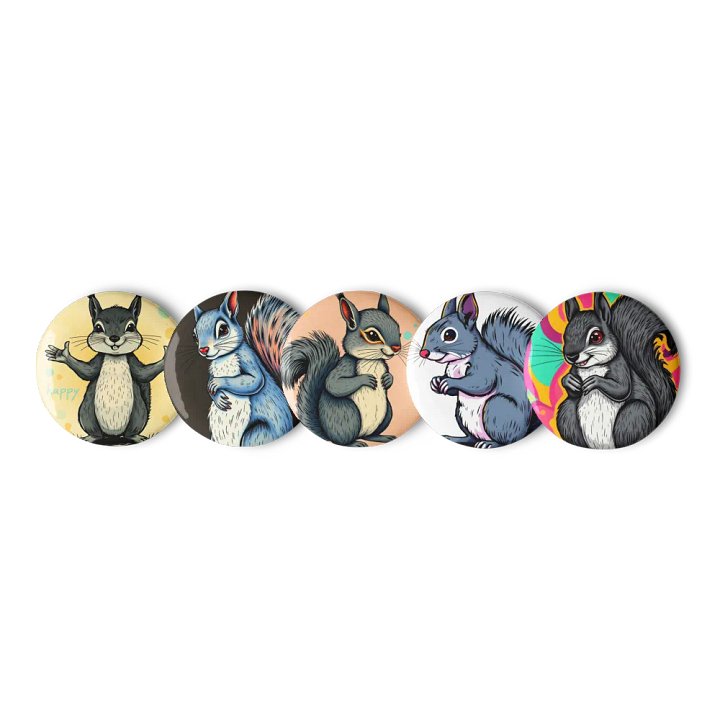 Cheerful Squirrel Pin Button Set product image (1)
