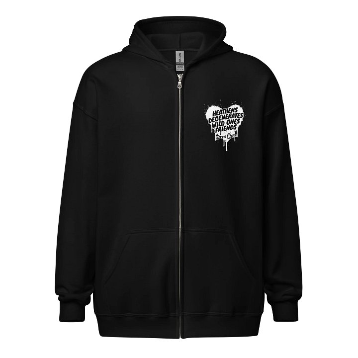 Heathens, Degenerates, Wild Ones, and Friends Zip Hoodie - White product image (1)