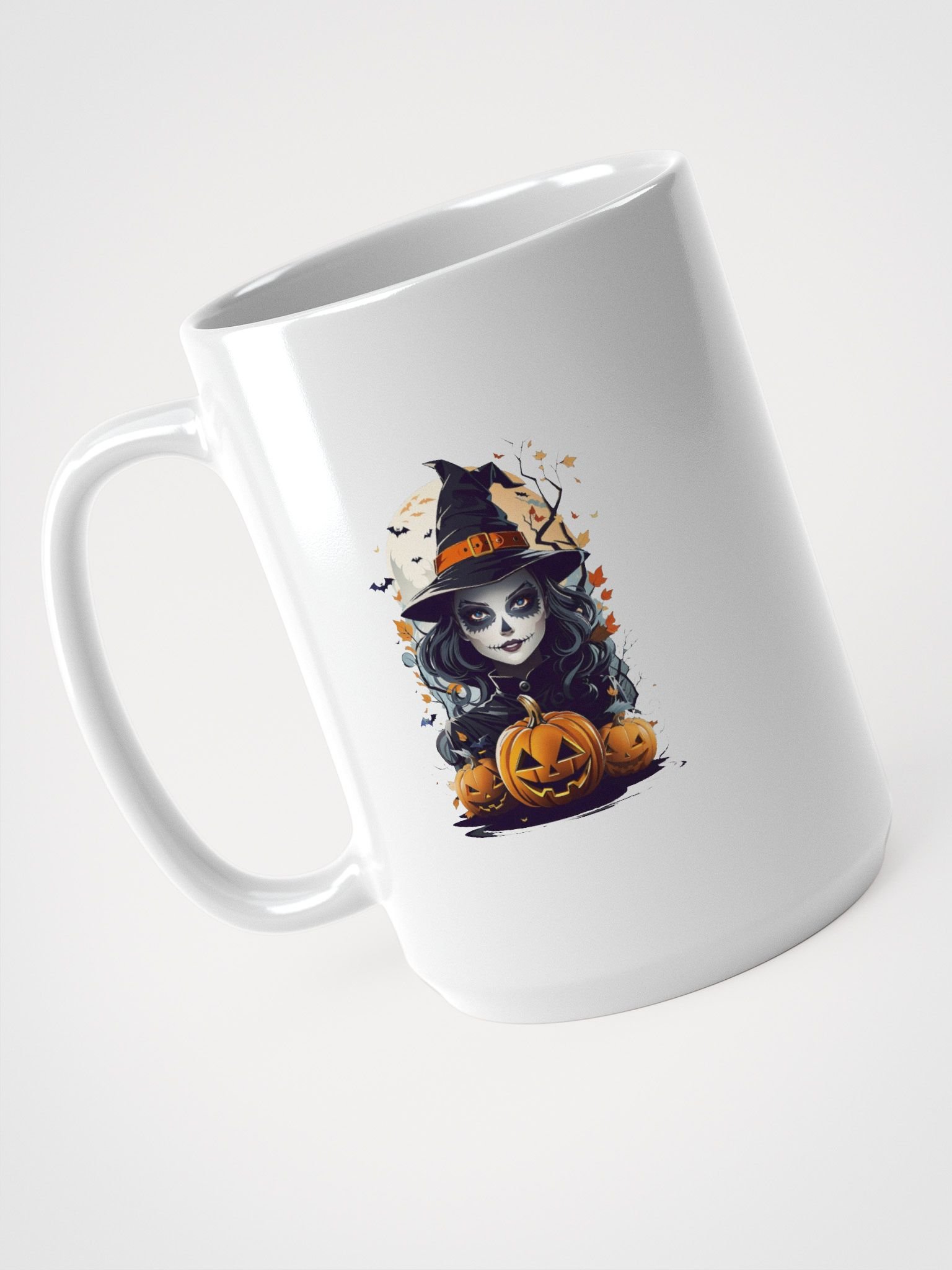 Witch and Pumpkins Coffee Mug – Spooky Halloween Witch Cup, Gothic Jack-o’-Lantern Mug product image (4)