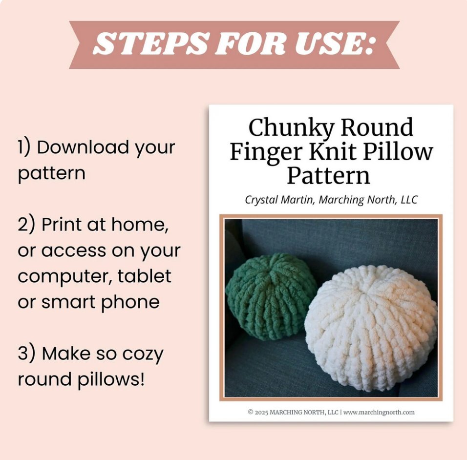 Finger Knit Round Pillow Pattern (Digital PDF Pattern) product image (5)