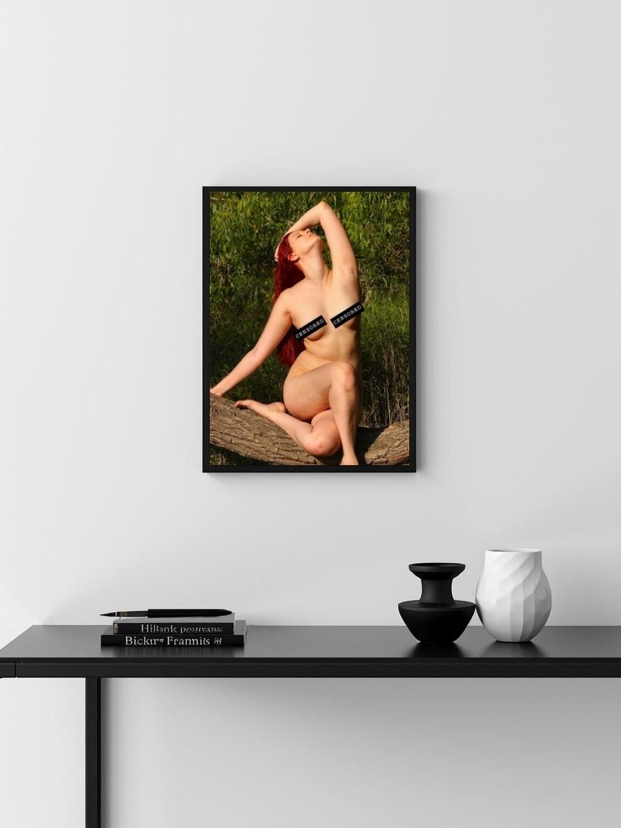 Redhead Nude Forest Log – Glossy 8x10 Metal Print product image (3)