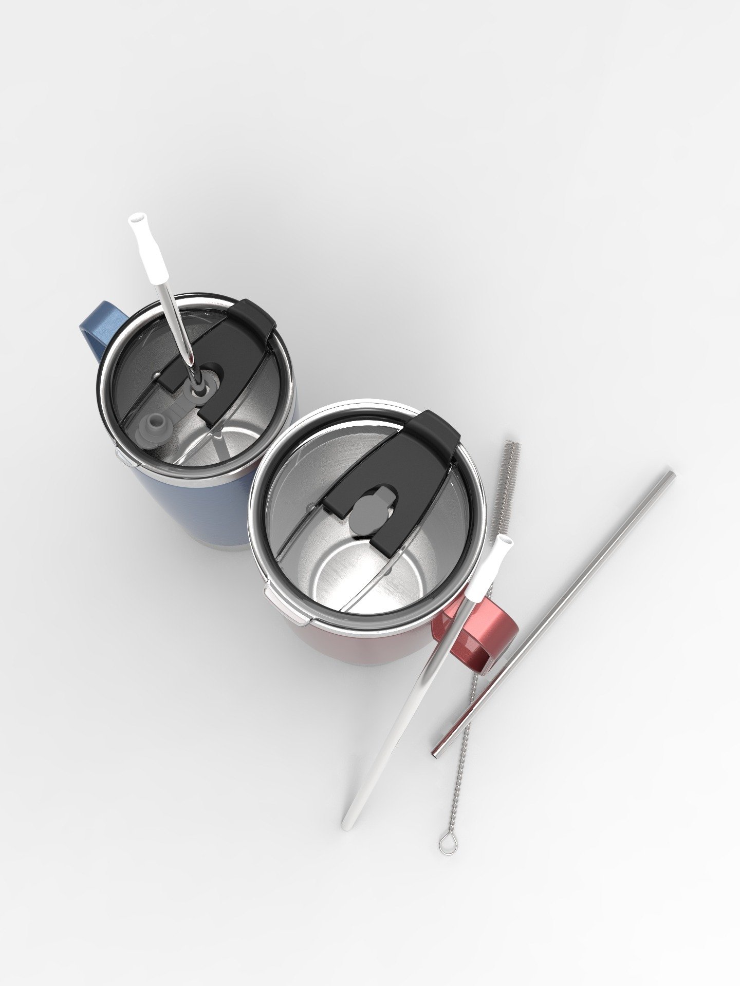 2 pack Tumbler 20 + 30 Oz With Handle, Lid and Straw (White) product image (12)