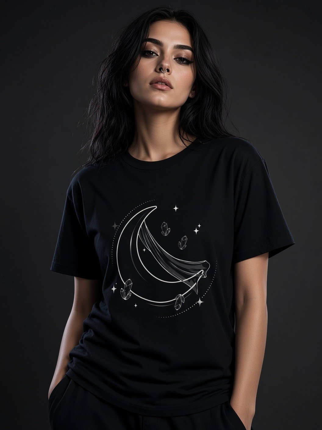 The Veiled Crescent // Crystal Lunar Heavyweight Tee product image (1)