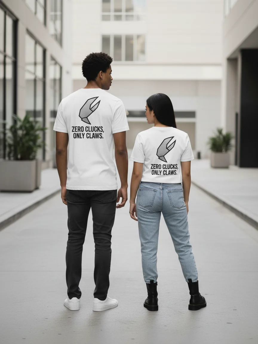 Zero Clucks, Only Claws T-Shirt | Minimal Geometric Lobster Tee product image (4)