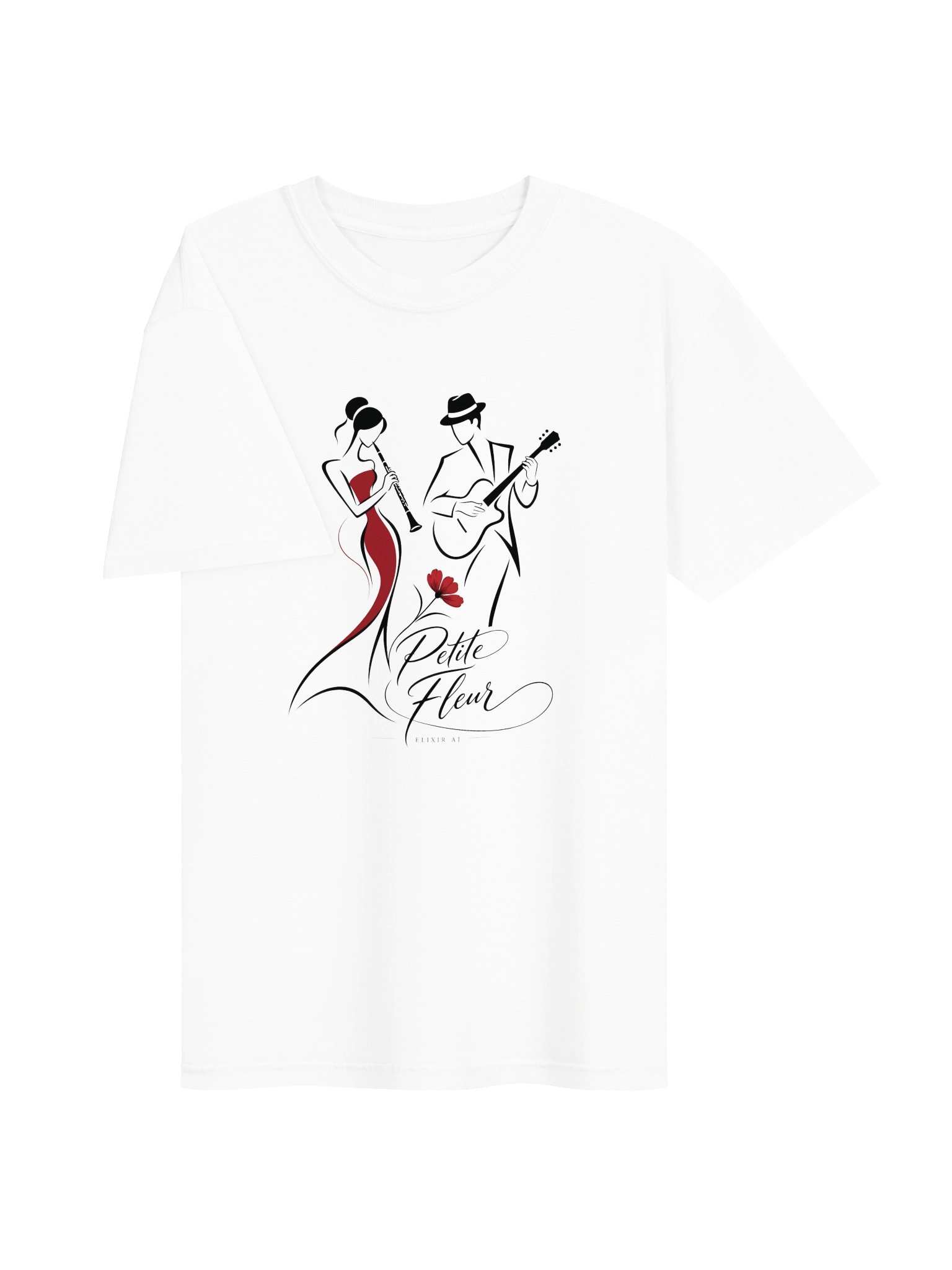 Petite Fleur – Elegant Jazz Line Art T-Shirt | Elixir AJ product image (3)