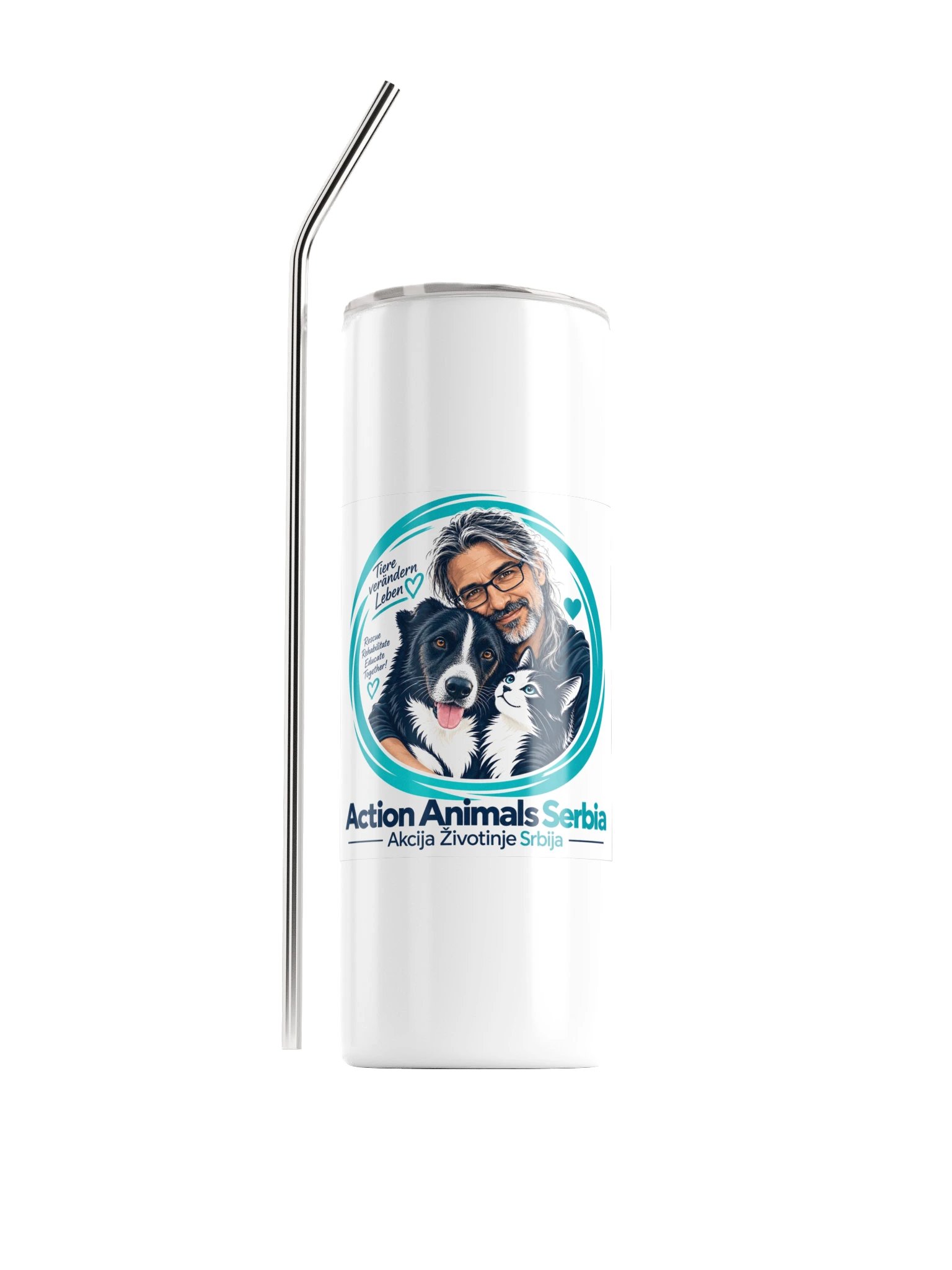 AAS · Tiere verändern Leben – Thermobecher mit Trinkhalm product image (1)