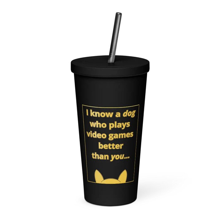 Doopsters - I know a Dog Gamer - 20 Ounce Insulated Tumbler with Straw product image (1)