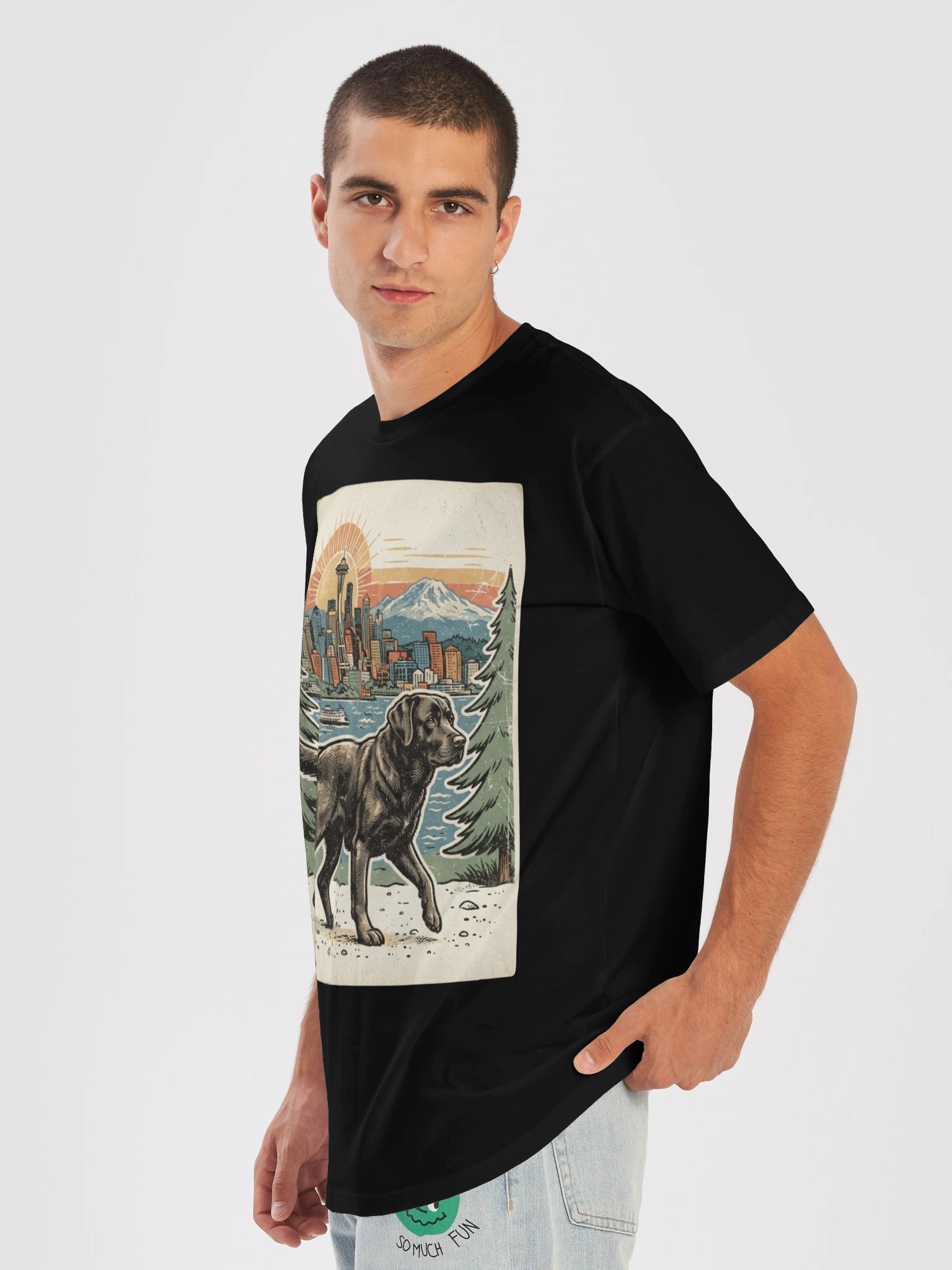 Vintage Black Labrador Seattle Graphic T-Shirt product image (2)