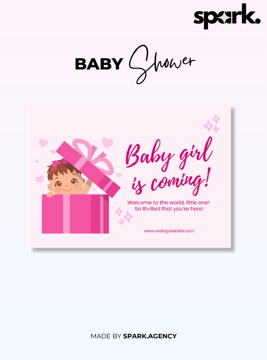 Pink Illustrative Baby Shower Card product image (1)