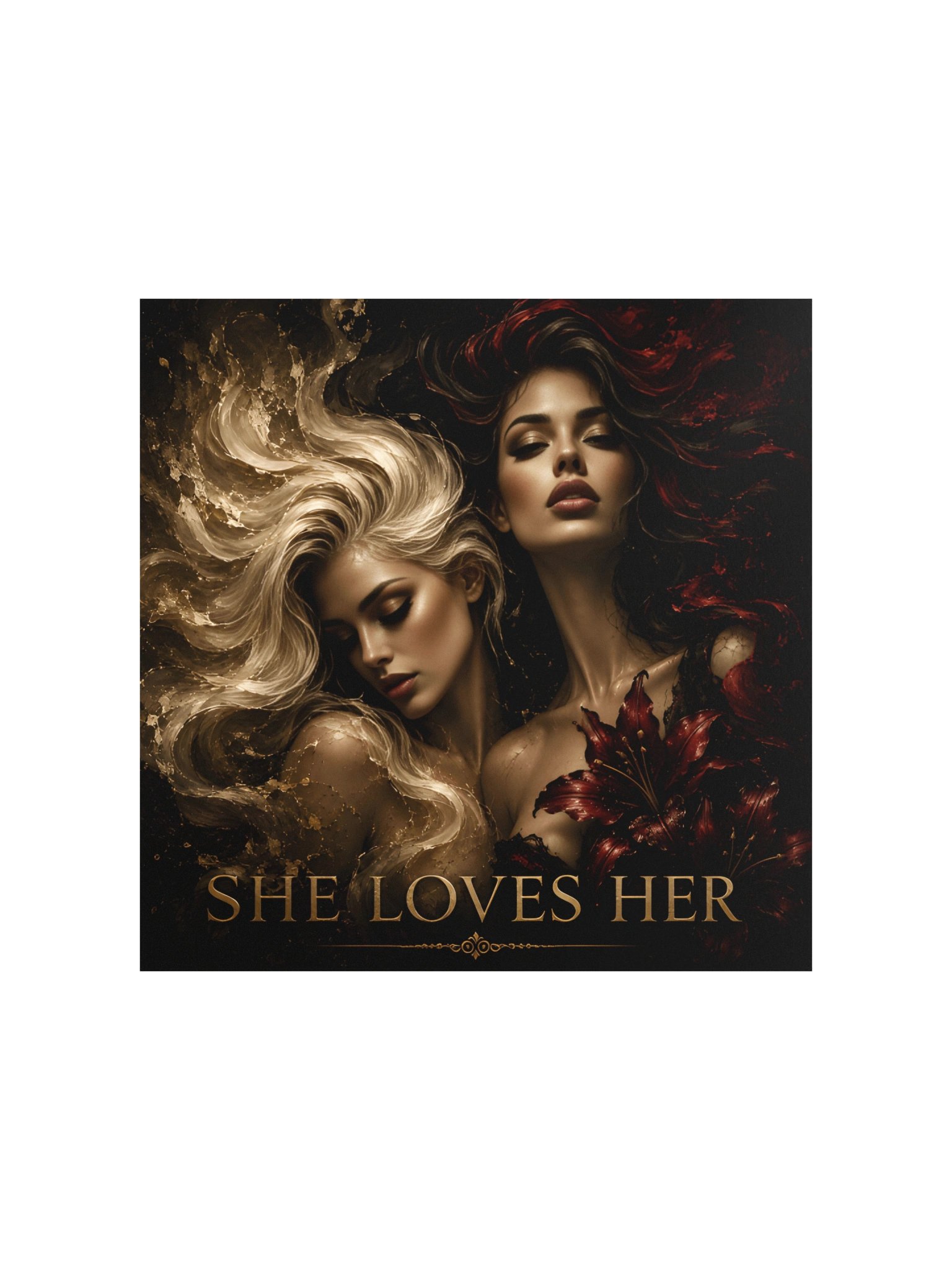 She Loves Her Poster, Romantic Sapphic Wall Art, Lesbian Love Gift, Feminine Gothic Art Print, 10x10 Poster product image (3)