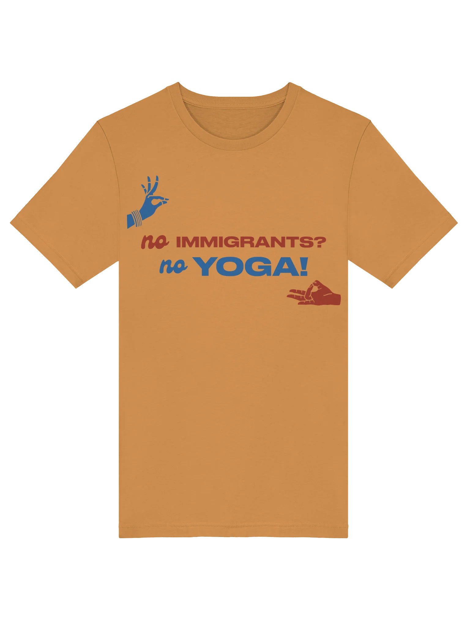 No Immigrants? No Yoga! (Red and Blue Tee) product image (53)
