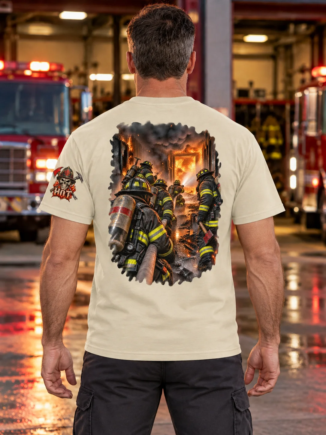 Hell on Every Floor — High-Rise Firefighter T-Shirt | FLAT OUT BROKEN™ product image (2)