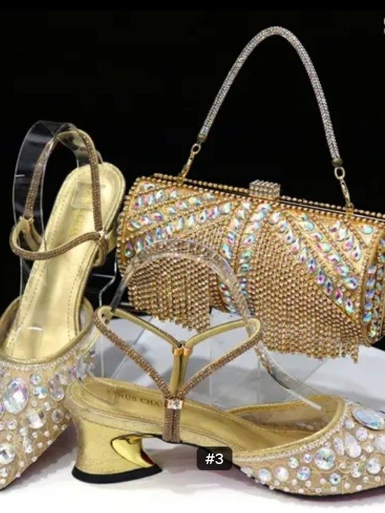 Luxury Women's Rhinestone Pointed-Toe High Heel Shoes and Matching Handbag Set – Elegant Slingback Pumps for Weddings, Parties & Evening Events product image (3)