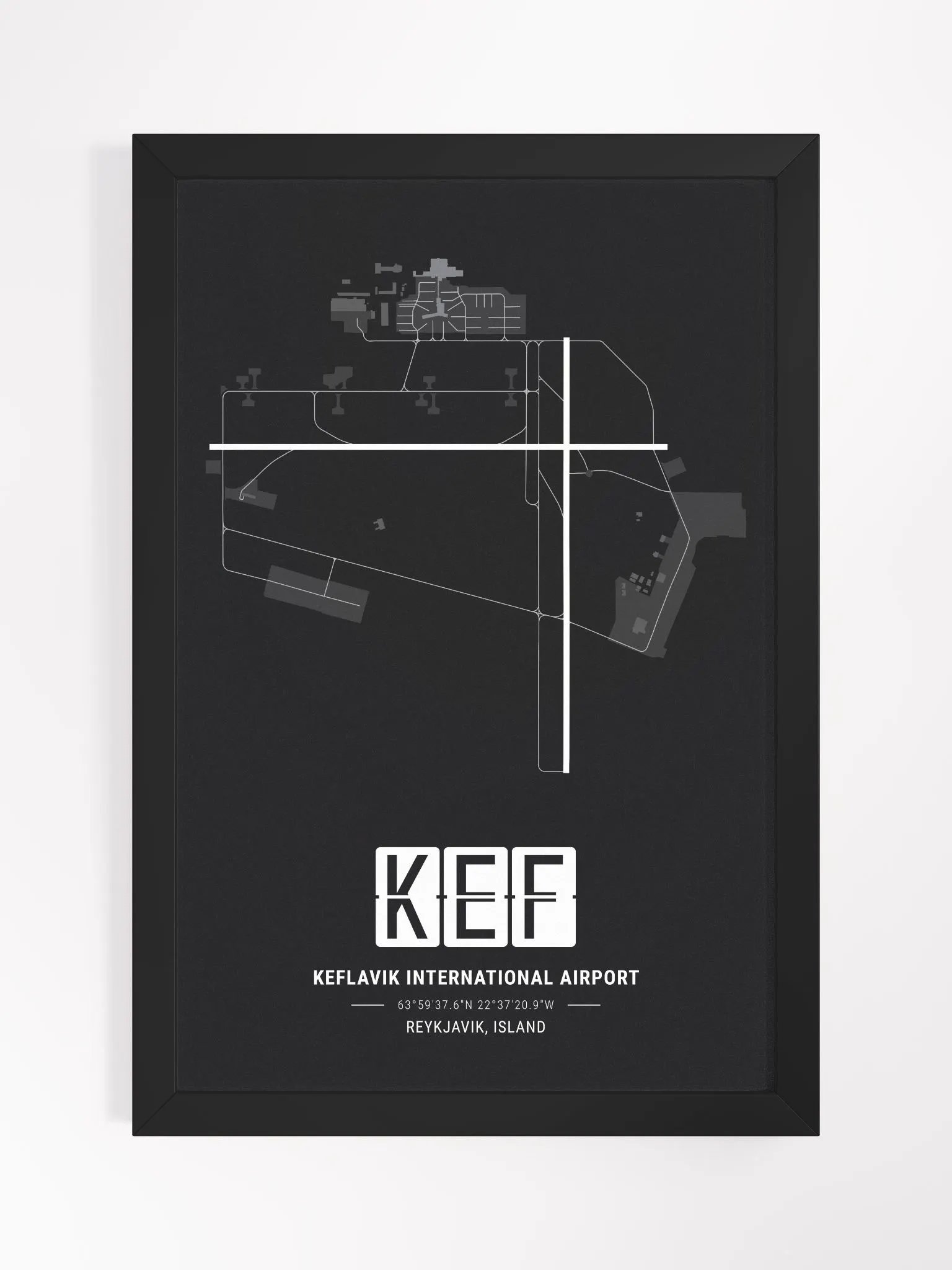 Framed Airport KEF Premium Map On Matt Paper product image (1)