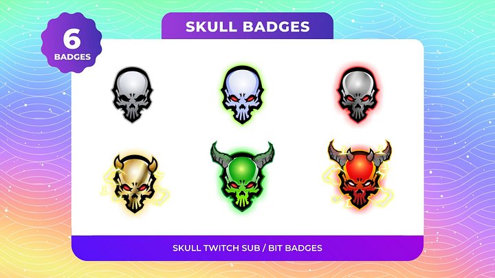 Skull Twitch Badges 6-Pack product image (1)