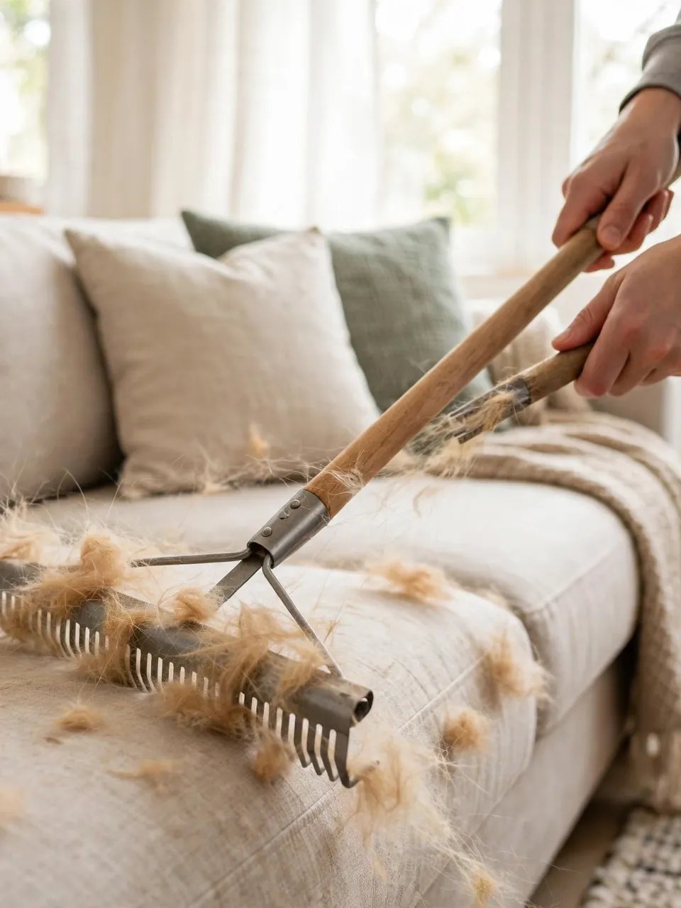 Pet Hair Removal Rake — Telescopic 54in for Carpets, Rugs & Couches product image (3)