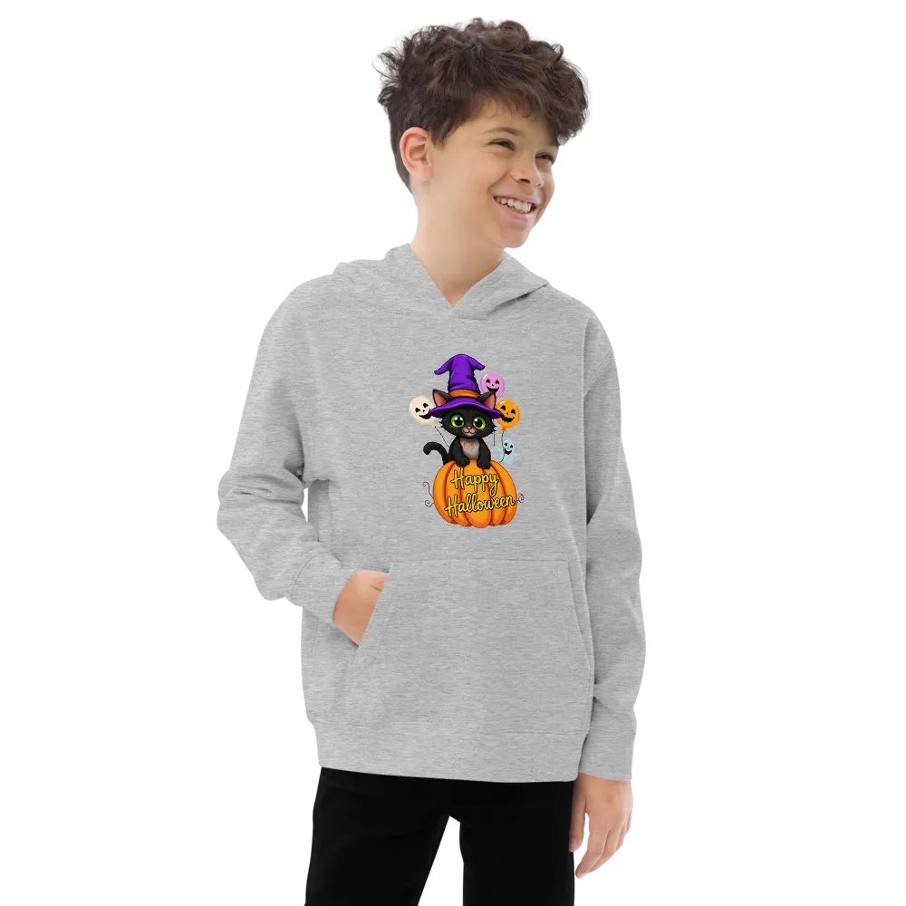 Witchy Sitting Pumpkin Cat Youth Pullover Fleece product image (25)