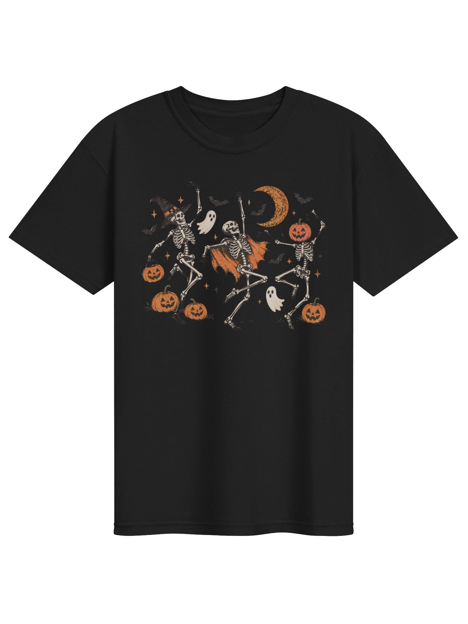 Vintage Halloween Skeleton T-Shirt – Spooky Pumpkin Graphic Tee – Retro Skeletons & Halloween Party Shirt product image (2)