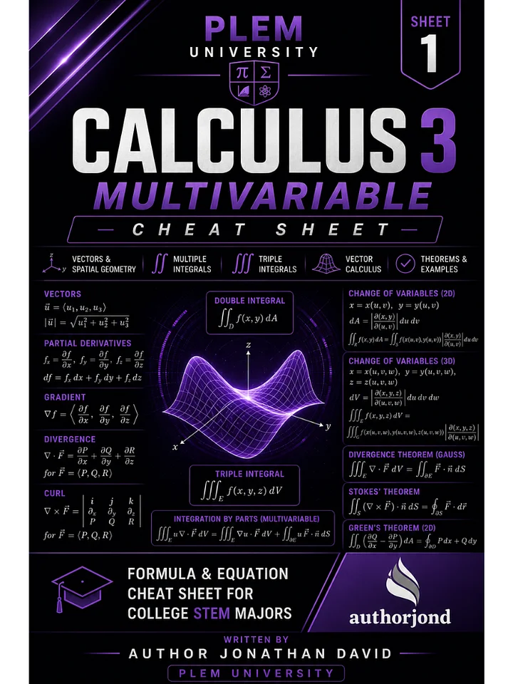 The Ultimate Cheat Sheet for STEM Majors | Calculus 3 product image (1)