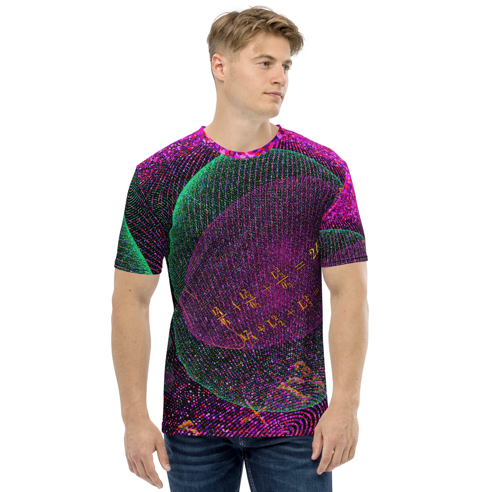 Poinsot's Pixel Spaceship 4 - Physics of the Gyroscope Men's Crew Neck T-Shirt product image (5)
