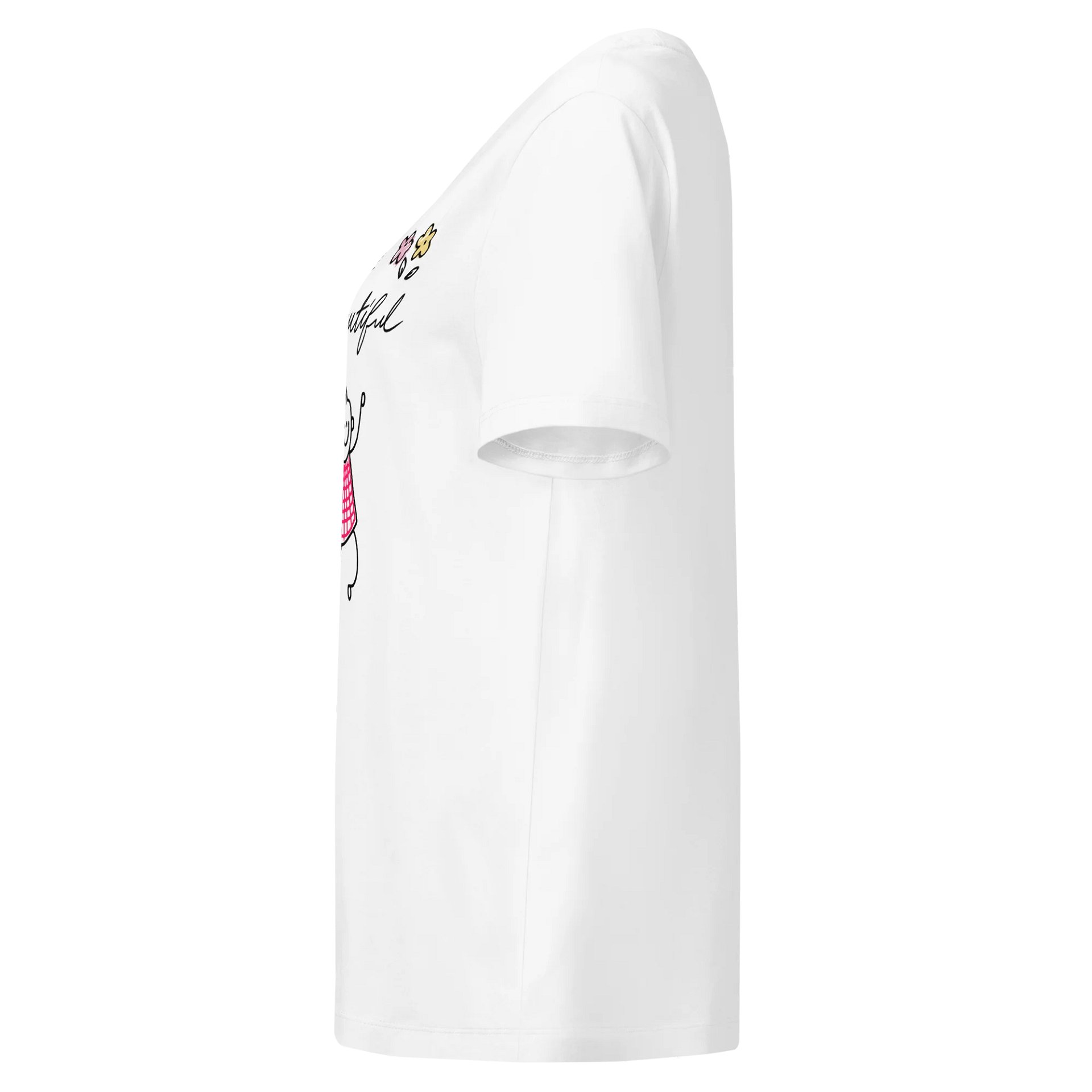 Life is Beautiful Doodle Girl Women’s Organic Ribbed Neck T-Shirt product image (3)