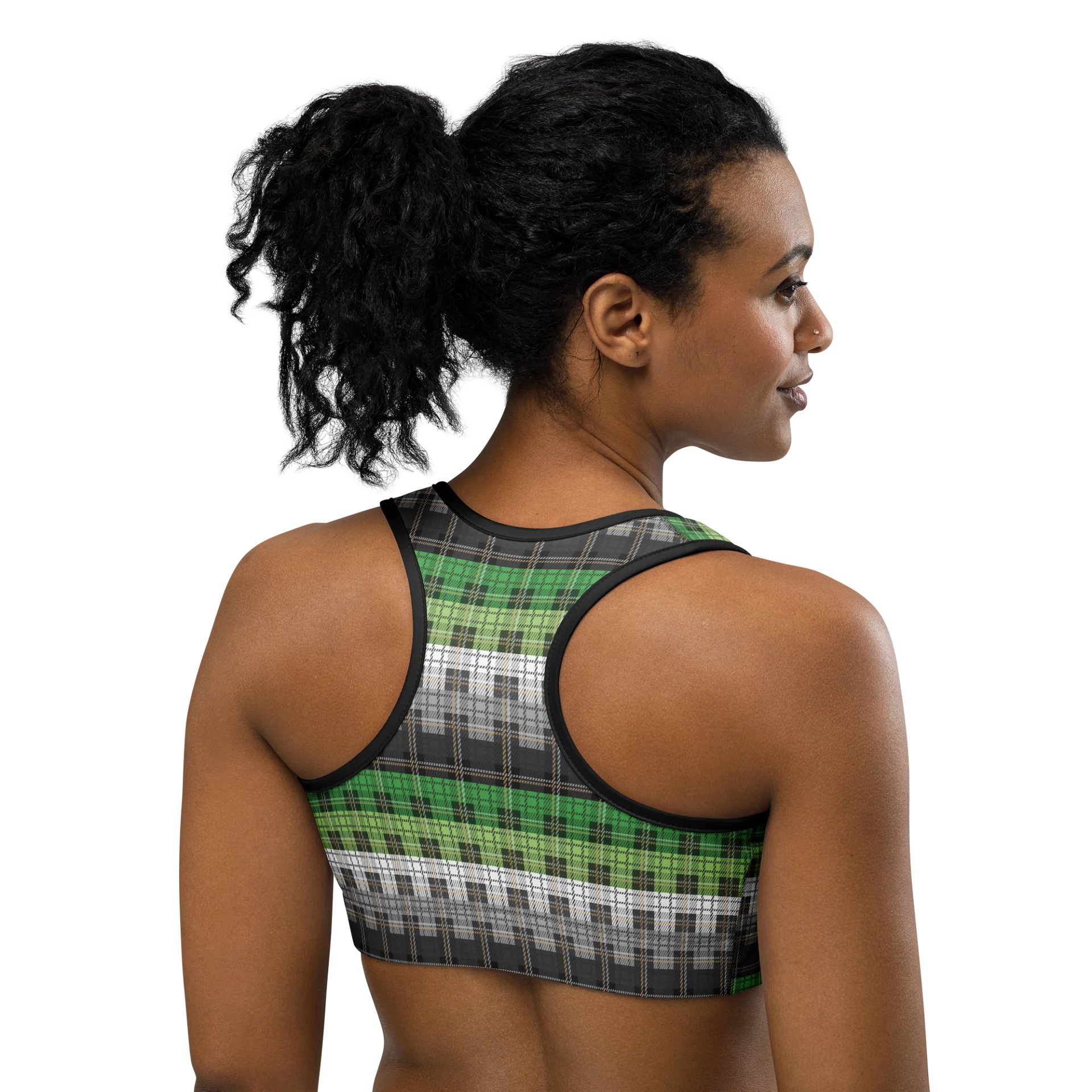 Aromantic Pride Plaid Sports Bra product image (4)