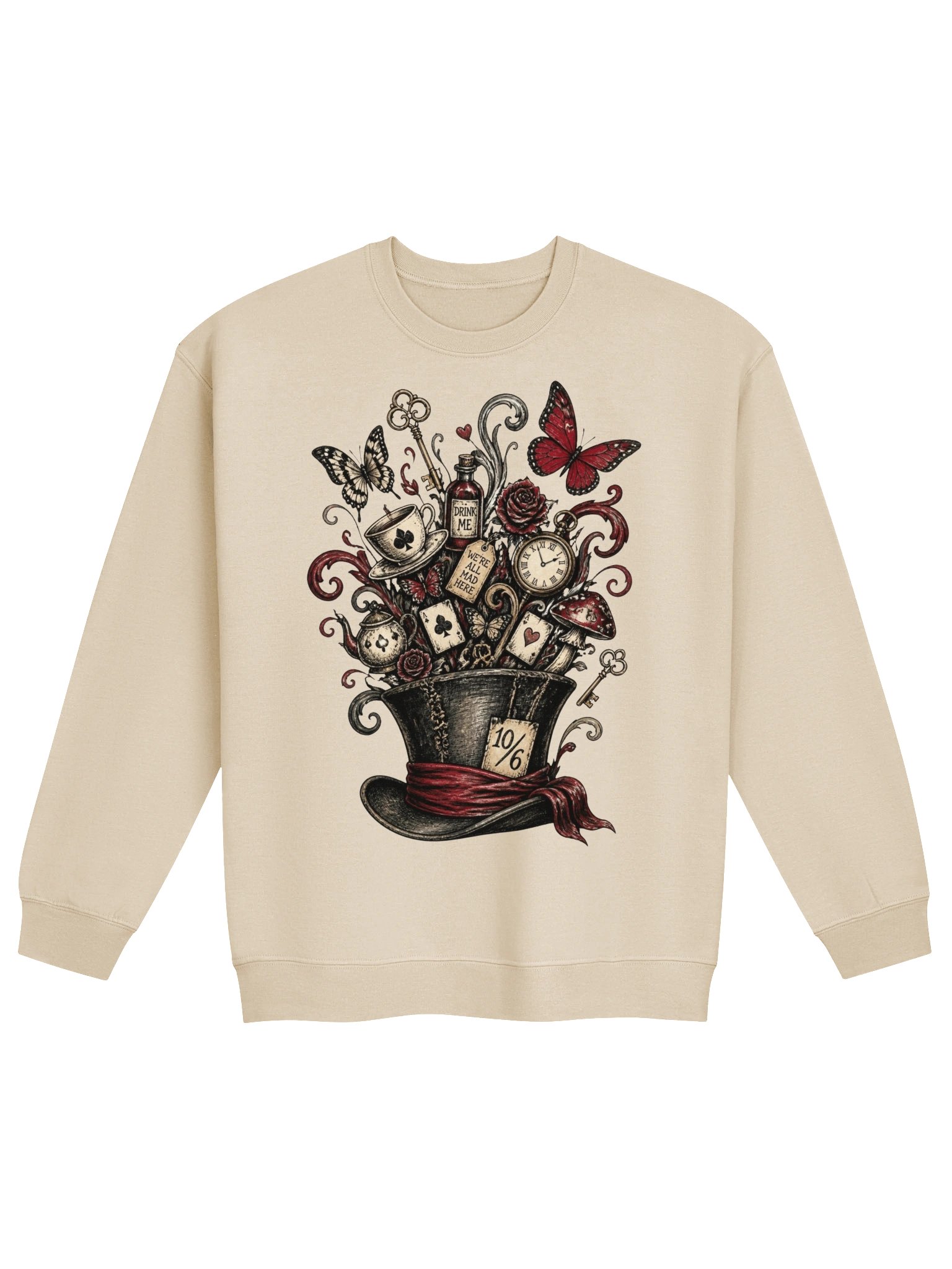 Mad Hatter Sweatshirt, Dark Wonderland "We’re All Mad Here" Surreal Graphic product image (2)