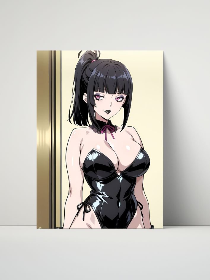Metal Print - Luna Rain Original Character Black Latex Bunny Suit - 8x10 product image (1)