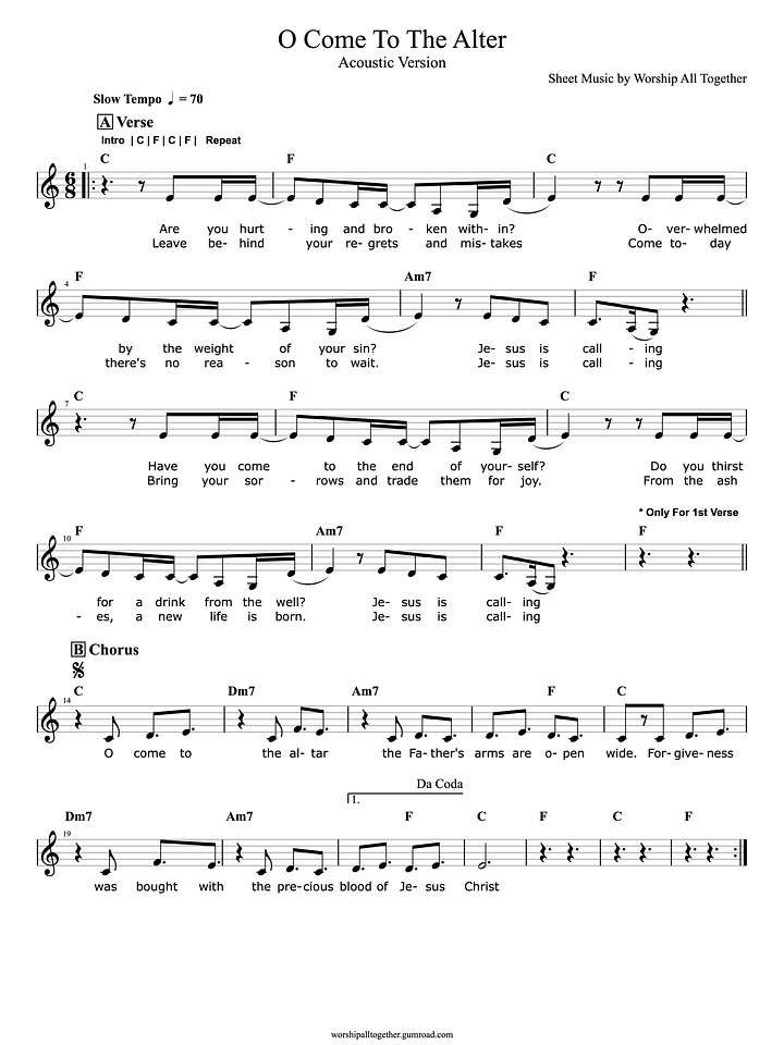 O Come To The Alter (Acoustic Elevation Worship) - C Key product image (1)