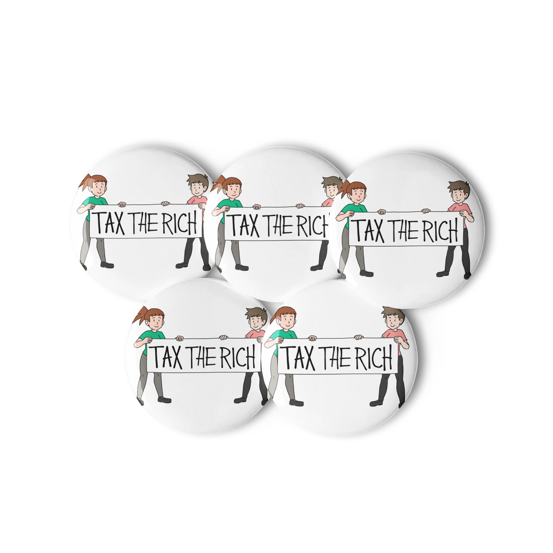 "Tax the rich" banner pins product image (3)