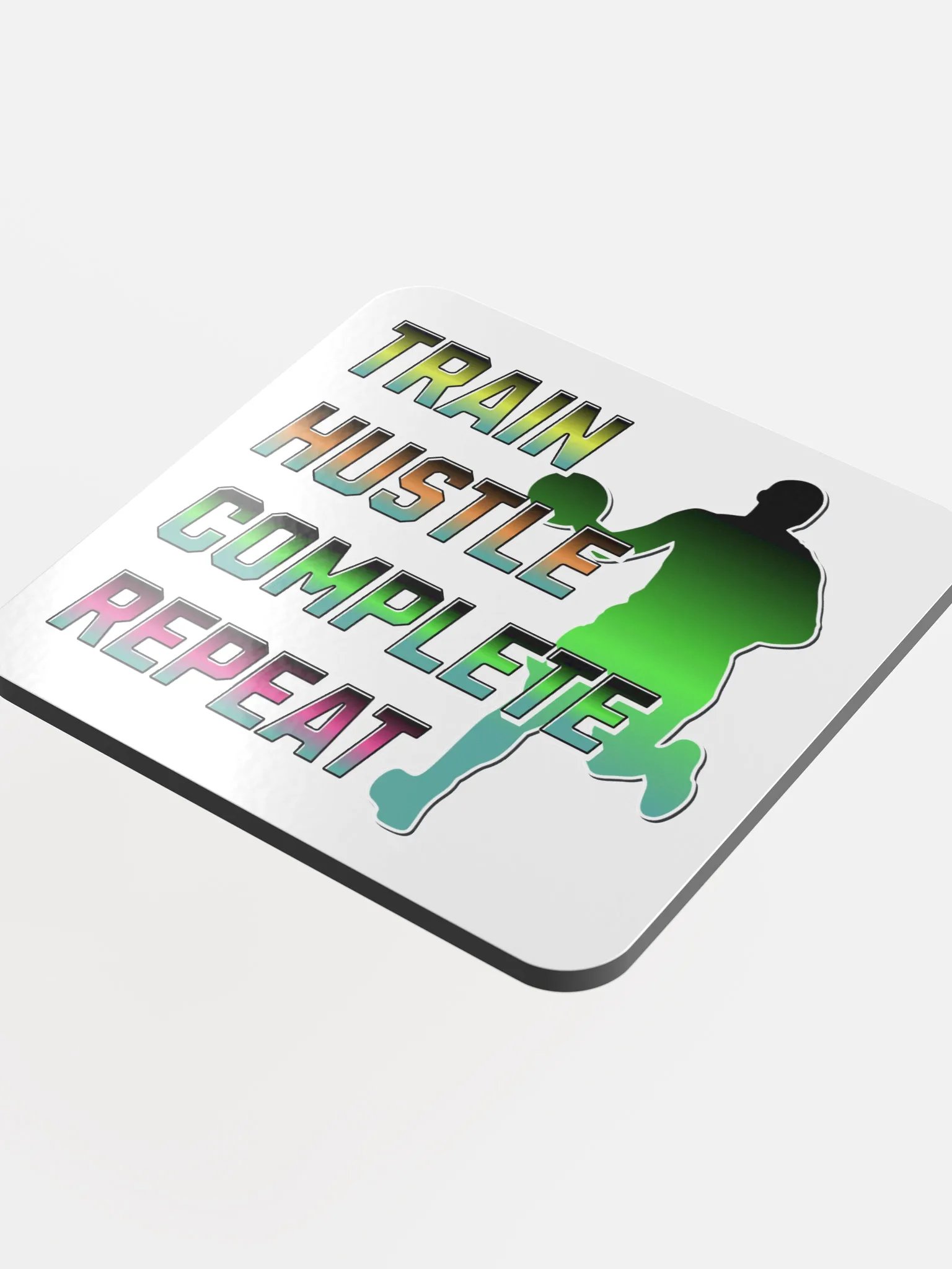 Train Hustle Complete Repeat Basketball Gradient Cork Coaster product image (1)