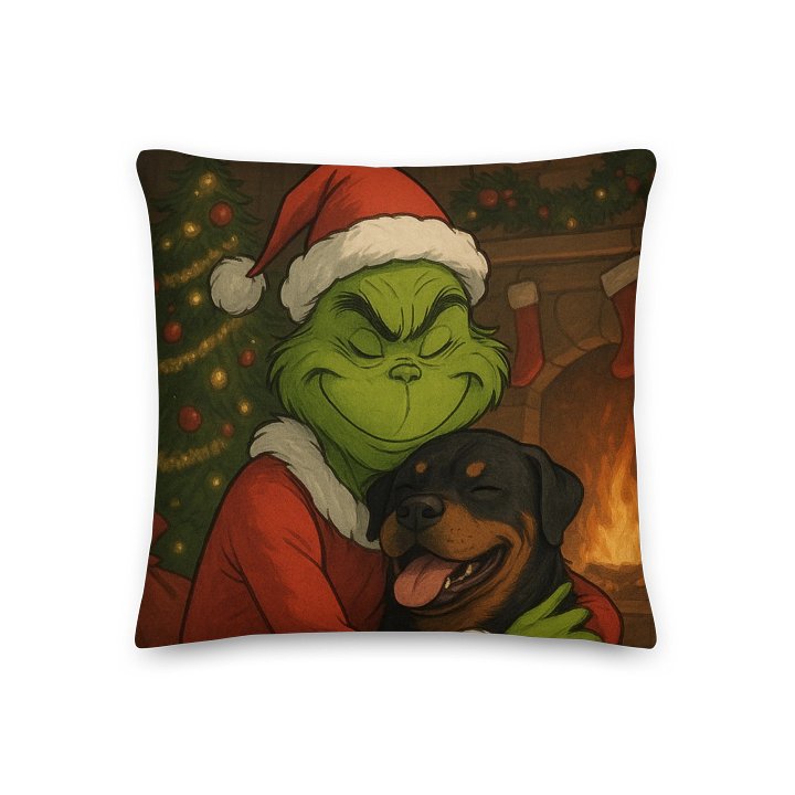 Grinch & Rottweiler Christmas Premium Pillow product image (3)