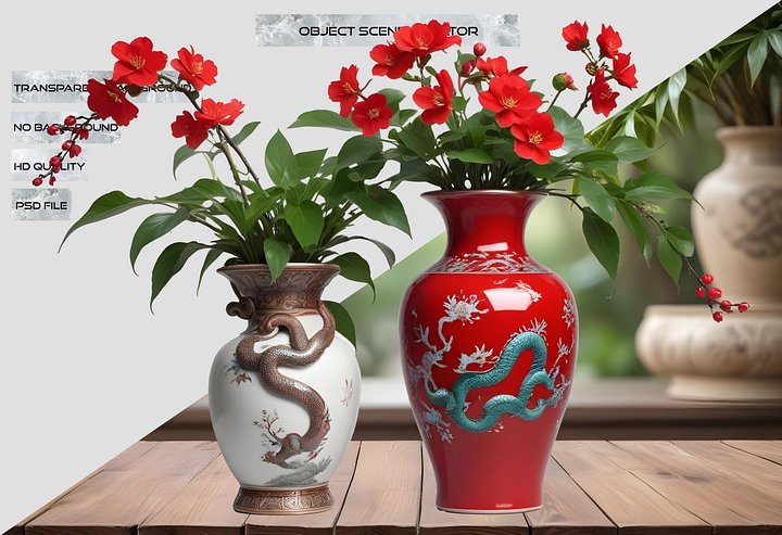 Chinese Art – Snake-Inspired Vase PNG product image (2)