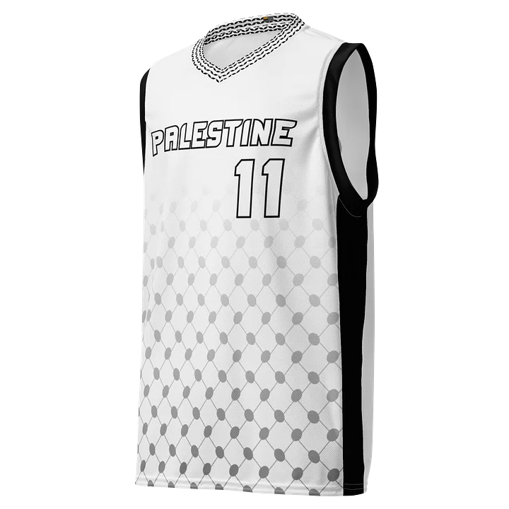 Palestine Basketball Jersey Black and White Unisex product image (2)